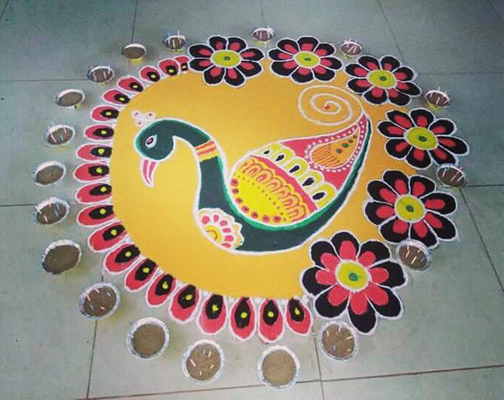Comely Vishwakarma Puja Rangoli